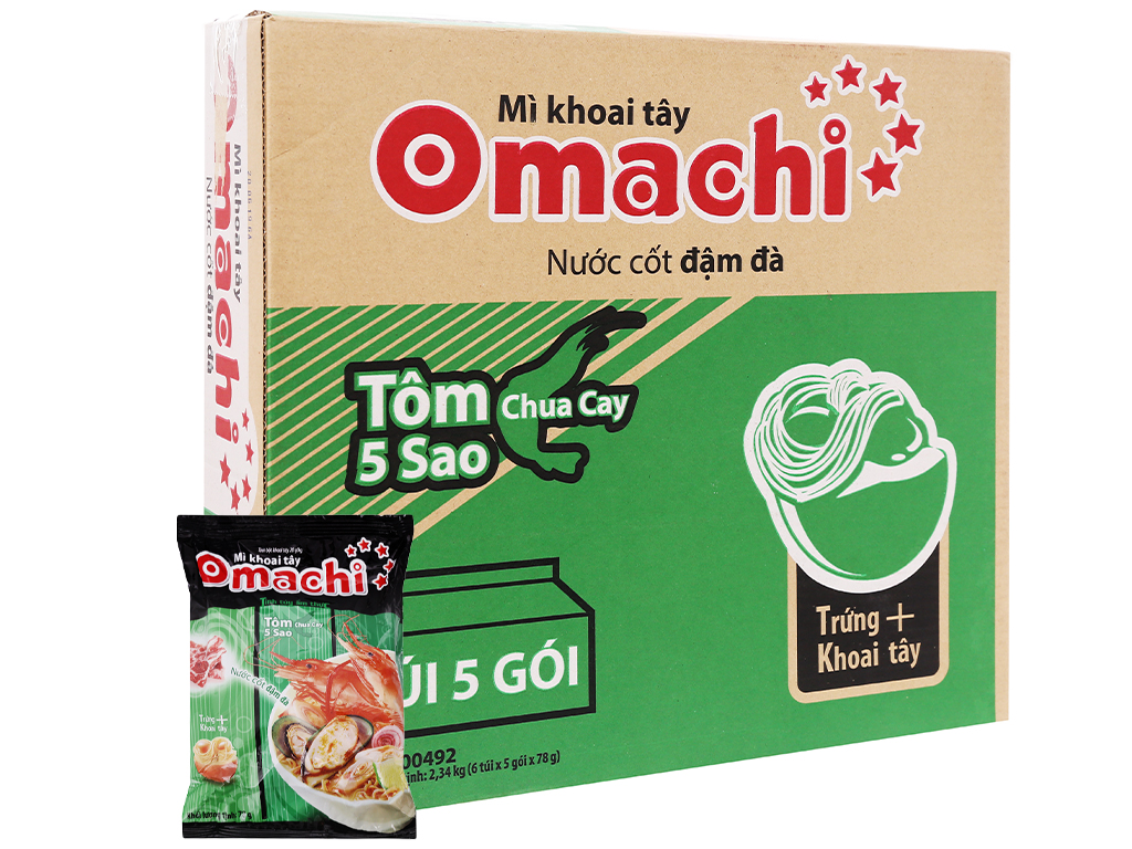 Mì Omachi khoai tây Tôm chua cay gói 78g  Thùng  30 gói